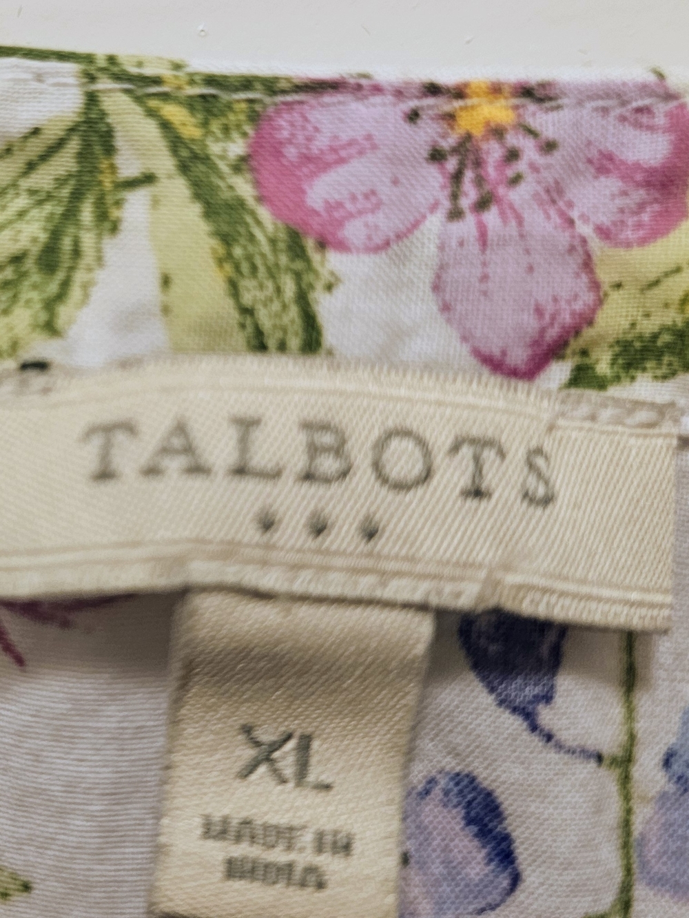 Talbots Floral Cotton Blouse XL Puff Sleeve Cottagecore Top - Picture 6 of 6